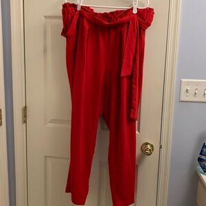 Lane Bryant Red Paperbag Waist Pants